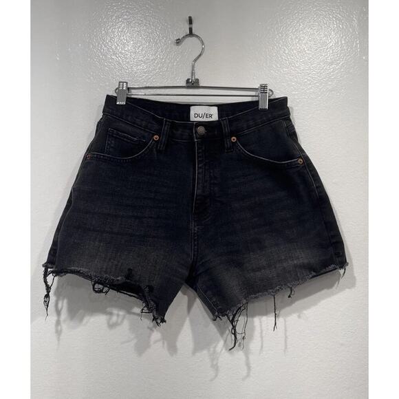 DU/ER Pants - DU/ER Cut Off Black Faded Jean Shorts Women’s Size 27 High Rise Festival Denim